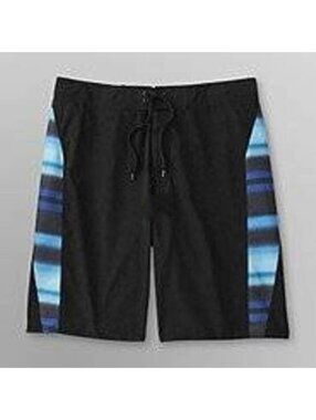 Joe Boxer Board Shorts 30 Mens Black Blue Swim Trunks Lightweight 10"